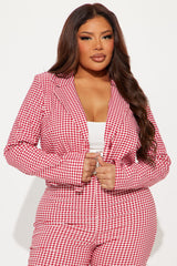 Mariana Gingham Blazer Capri Set - Red/combo