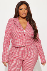 Mariana Gingham Blazer Capri Set - Red/combo