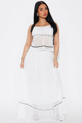 Cassie Chiffon Skirt Set - White