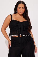 Marbella Peplum Pant Set - Black