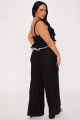 Marbella Peplum Pant Set - Black