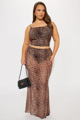 Wild Intentions Mesh Leopard Maxi Skirt Set - Leopard