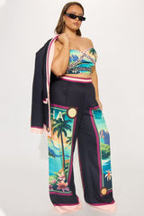 Tropical Bliss 3 Piece Pant Set - Black/combo