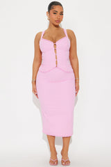 Sally Eyelet Midi Skirt Set - Pink