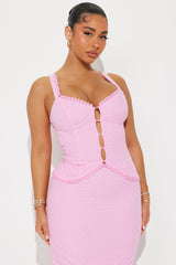 Sally Eyelet Midi Skirt Set - Pink