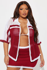 Game On Crochet Skirt Set - Red/combo