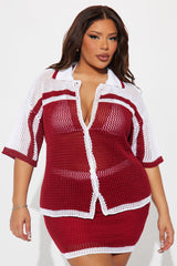 Game On Crochet Skirt Set - Red/combo