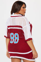 Game On Crochet Skirt Set - Red/combo