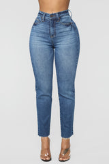 Burning Love High Rise Mom Jeans - Medium Blue Wash