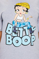 Betty Boop Street Oversized Tee - Heather Grey