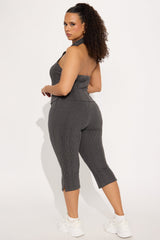 Melina Ribbed Capri Pant Set - Charcoal