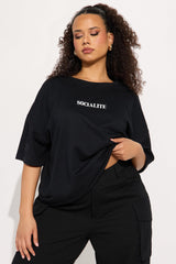 Socialite Oversized Tee - Black