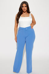 Call It Even Wide Leg Dress Pants - Slate Blue