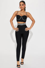 Stud At The Club Pant Set - Black