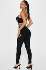 Stud At The Club Pant Set - Black