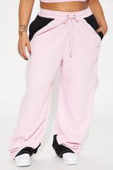 No Competition Wide Leg Sweatpants - Pink/combo
