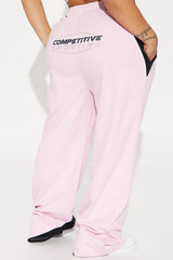 No Competition Wide Leg Sweatpants - Pink/combo