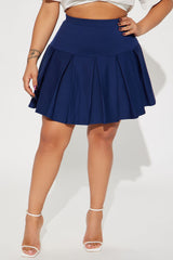 When Good Meets Bad Pleated Mini Skort - Navy