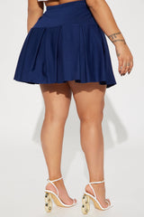 When Good Meets Bad Pleated Mini Skort - Navy