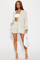Monterey Linen Blazer Short Set - Natural/Combo