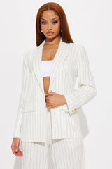 Leah Linen Blazer Pant Set - Ivory