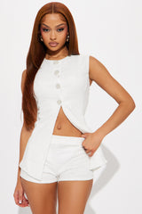 Ella Vest And Micro Short Set - White