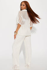 Kara Crochet Pant Set - Cream