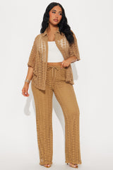 Kara Crochet Pant Set - Taupe