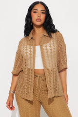 Kara Crochet Pant Set - Taupe