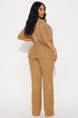 Kara Crochet Pant Set - Taupe