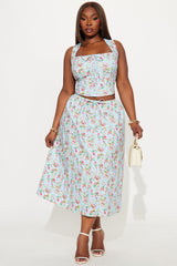 Tara Floral Skirt Set - Blue/combo