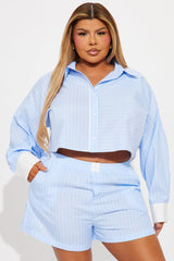 Lisa Striped Boxer Short Set - Blue/combo