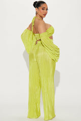 Meghan Plisse Pant Set - Lime