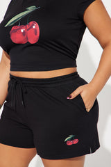 Sweet As Cherries Short Set - Black