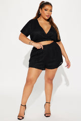 Keep It Cool Crochet Short Set - Black