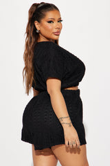 Keep It Cool Crochet Short Set - Black