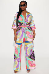Right On Time Pant Set - Purple/combo