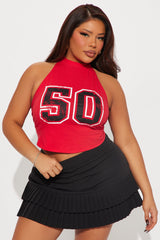 Game Day Washed Halter Top - Red
