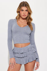 Sweet Style Ruffle Short Set - Navy