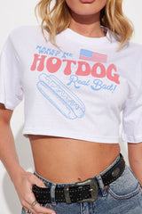 Makes Me Want A Hot Dog Cropped Tee - White
