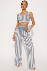 Avery Linen Pant Set - Blue/combo