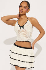 So Cute Crochet Skirt Set - Natural/Combo