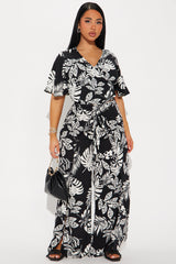 Tropical Days Wide Leg Pant Set - Black