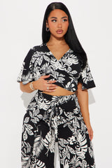 Tropical Days Wide Leg Pant Set - Black