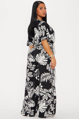 Tropical Days Wide Leg Pant Set - Black