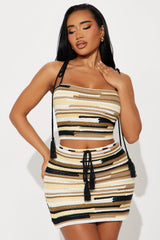 Marina Striped Crochet Skirt Set - Black/combo