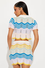 Walks By The Beach Crochet Mini Skirt Set - Multi Color