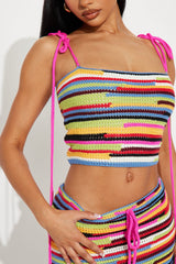 Marina Striped Crochet Skirt Set - Pink/combo