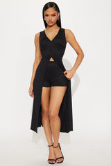 Dream Girl Ribbed Short Set - Black