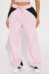 No Competition Wide Leg Sweatpants - Pink/combo